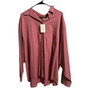 496 A New Day Relaxed Fit Button Down Top Pink Mauve Casual Workwear